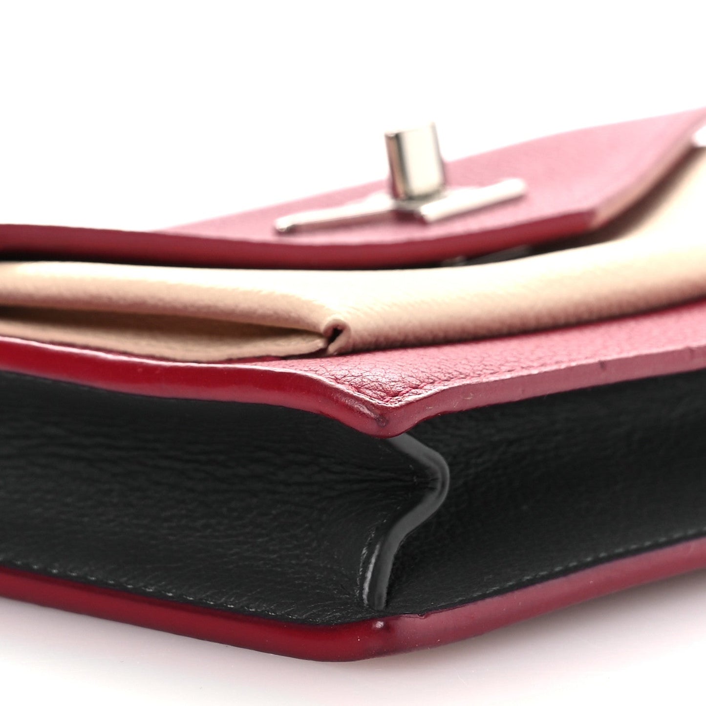Calfskin My Lockme Chain Pochette Lie De Vin Etain Creme