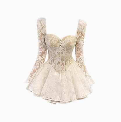 French heavy lace dress 2025 pure desire waist a-line puffy birthday dress R1246