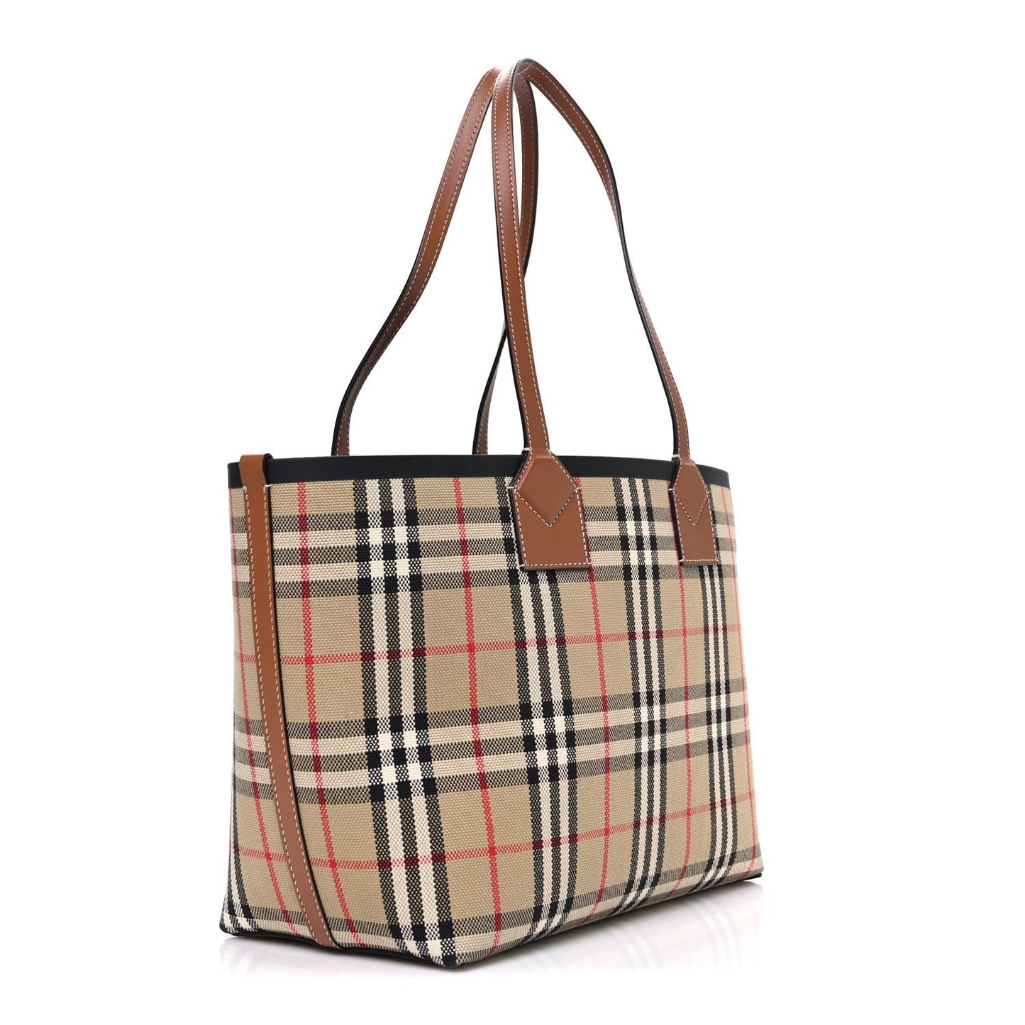 Cotton Vintage Check Medium London Tote Bag Briar Brown Black