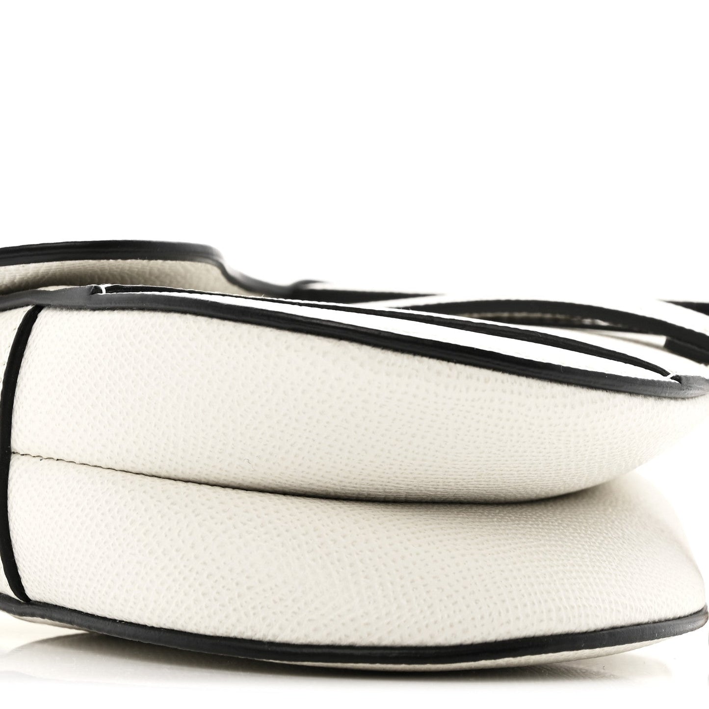 Grained Calfskin Mini Saddle Bag With Strap White