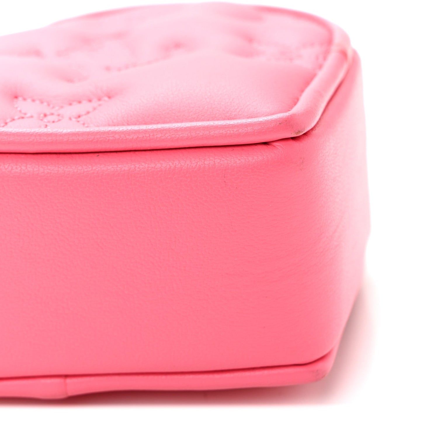 Calfskin Embroidered Monogram Pop My Heart Bag Pouch Dragon Fruit Pink