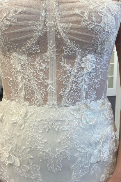 omberprom Elegant Lace Spaghetti Straps Mermaid Long Wedding Dress