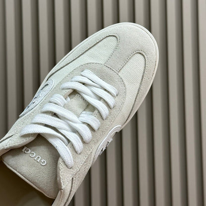 GG Low Sneaker White Canvas Suede Calfskin