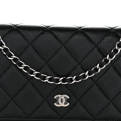 Caviar Quilted Wallet On Chain WOC Black