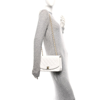 Caviar Quilted Medium Single Flap White