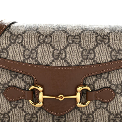 GG Supreme Monogram Mini Horsebit 1955 Shoulder Bag Beige Brown Sugar
