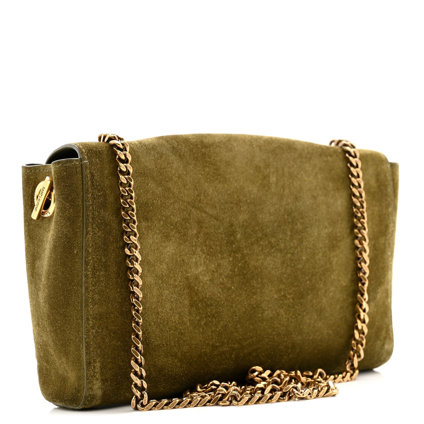 Smooth Calfskin Suede Small Reversible Monogram Kate Satchel Loden Green
