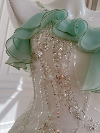Elegant halter ruffle neckline, slim waist and hip-hugging irregular skirt homecoming dress R5176