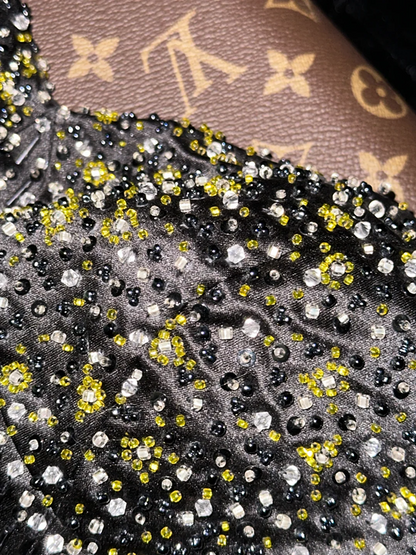 Black strapless fitted waist slim-fitting ball gown with yellow skirt R7005