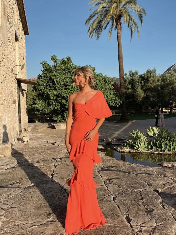 Charming Prom Dress Orange Evening Dress Y1524