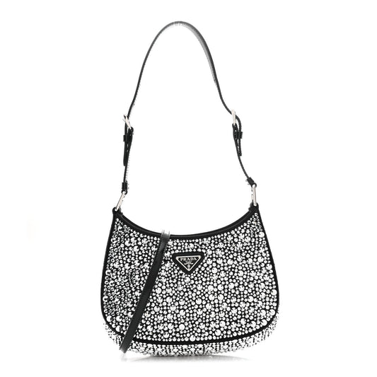 Satin Crystal Cleo Adjustable Strap Shoulder Bag Metal