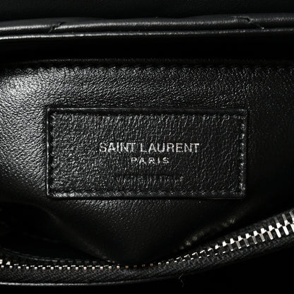 Calfskin Y Quilted Monogram Small Loulou Chain Satchel Black