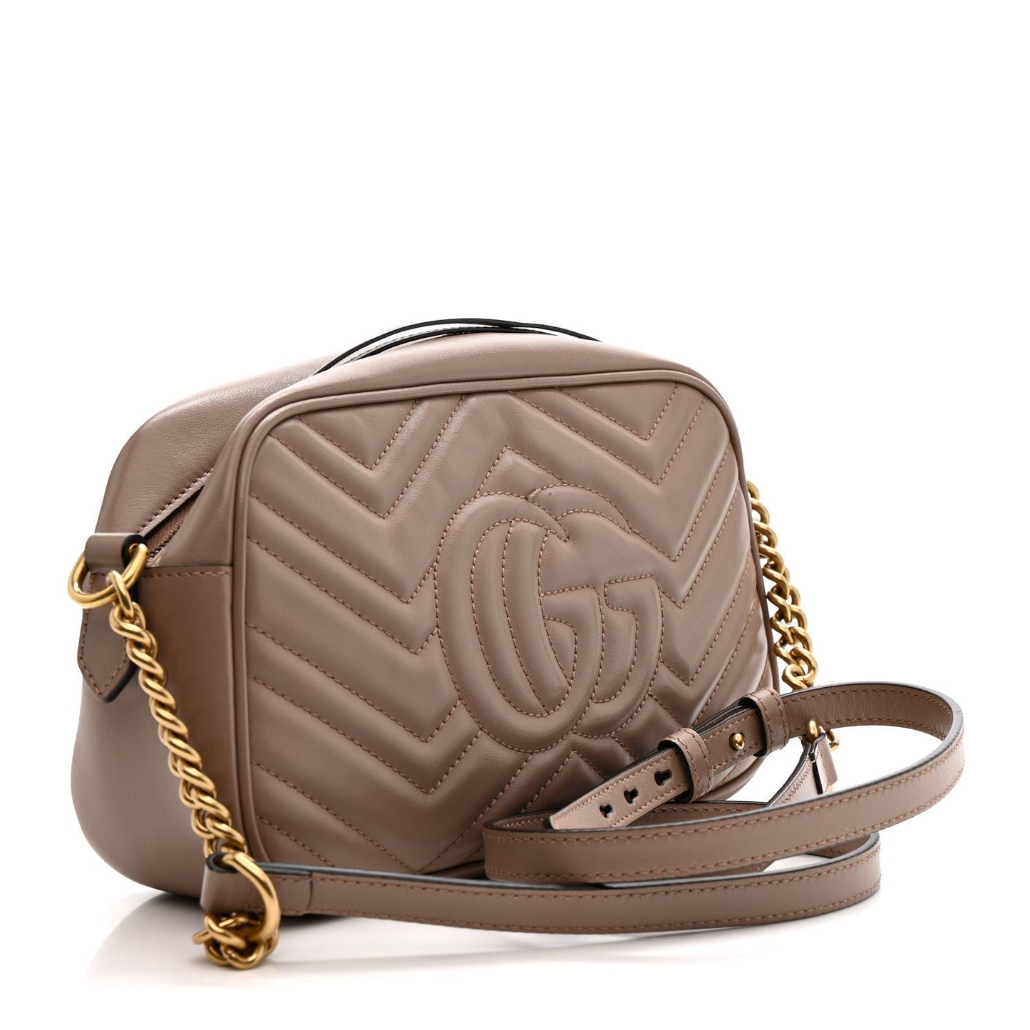 Calfskin Matelasse Small GG Marmont Chain Shoulder Bag Porcelain Rose