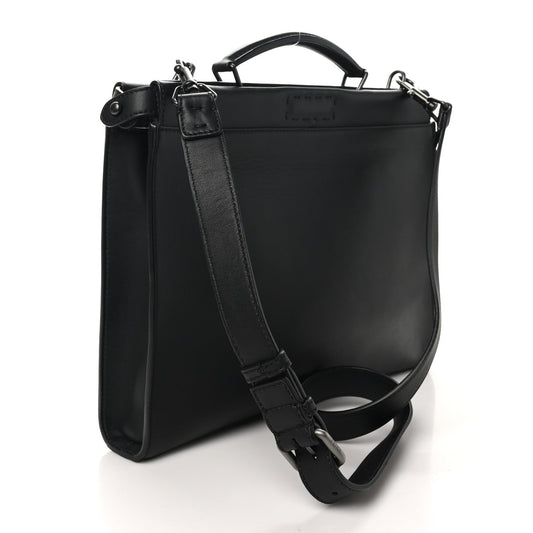 Vitello Grace Opaco Metal Monster Eyes Large Peekaboo Iconic Fit Satchel Black