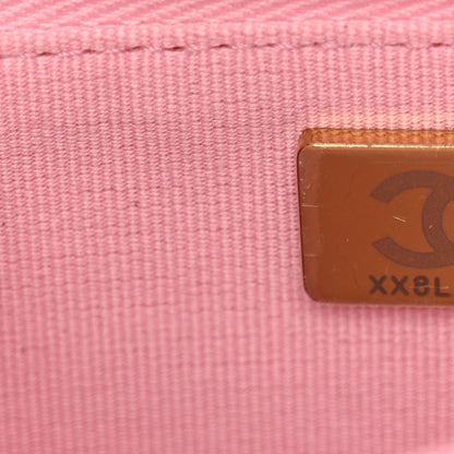 Iridescent Calfskin Quilted Wallet On Chain WOC Rose Pink