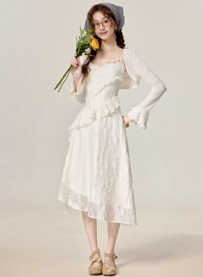 2025 Summer French Gentle Style White Suspender Dress Beautiful Holiday Dress R1908