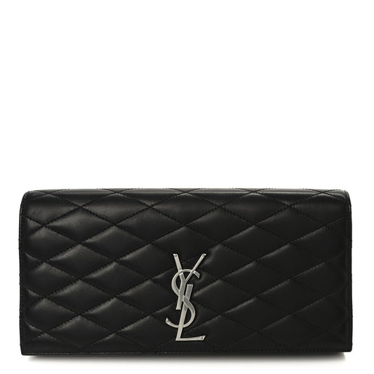 Lambskin Quilted Kate Clutch Black