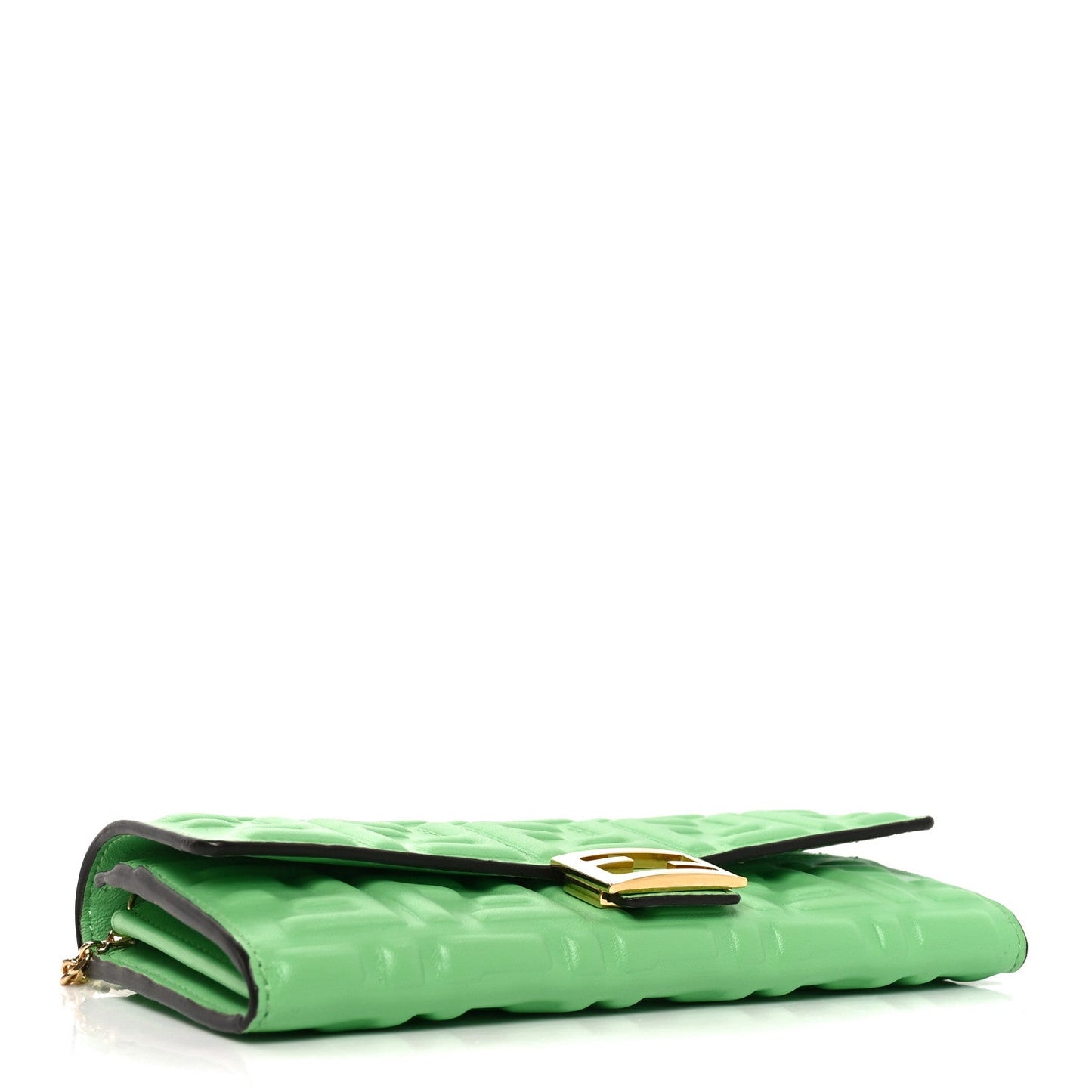 Nappa Matisse FF Embossed Continental Wallet On Chain Edamame