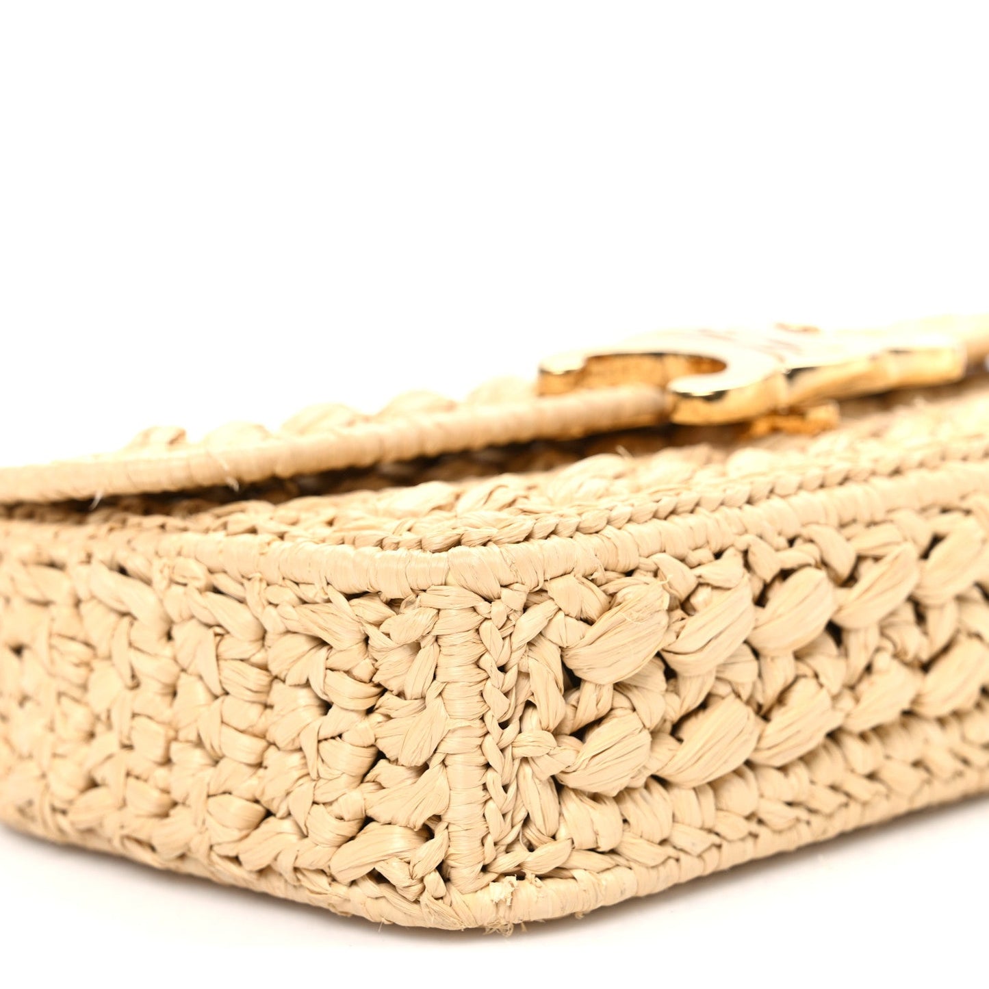 Raffia Effect Claude Chain Shoulder Bag Natural