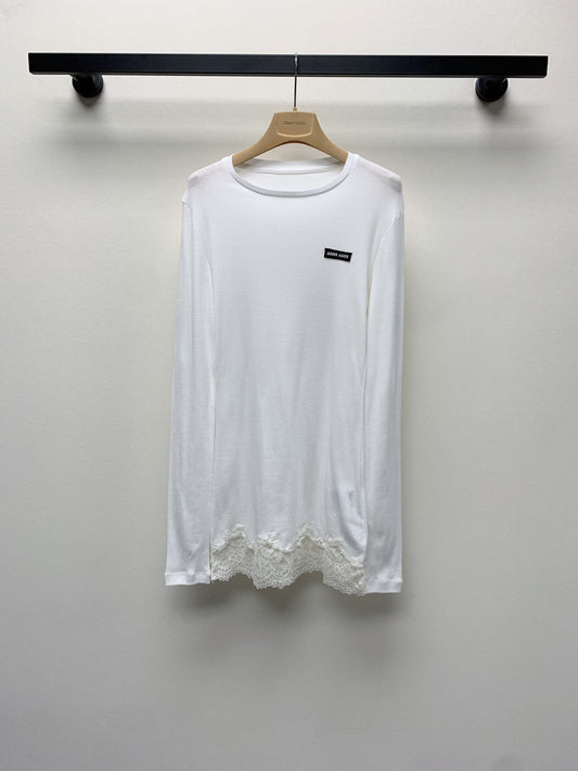 MIUMIU LIGHTWEIGHT BREATHABLE LACE TEE 268130