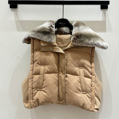 LP 25 Vest Light Brown Gray Fur Cashmere Wool 310255