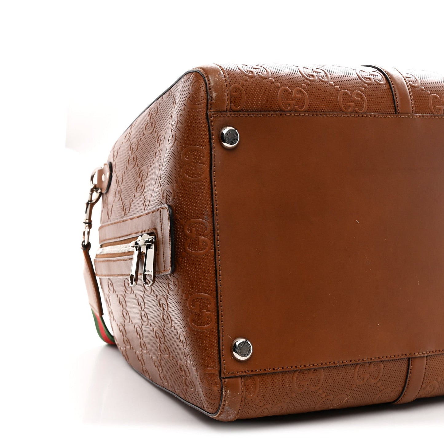 Calfskin GG Tennis Embossed Large Duffle Bag Brown