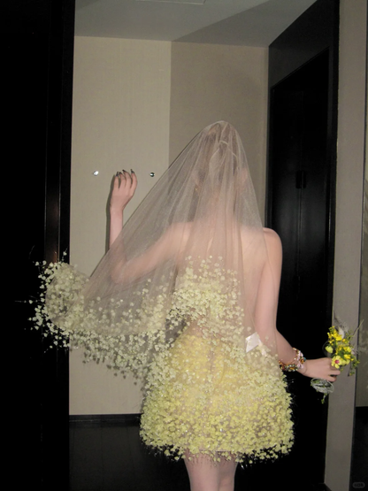 Fashion Yellow Sequined Strapless A-Line Veil Design Tulle Party Dress Homecoming Dress TP4237
