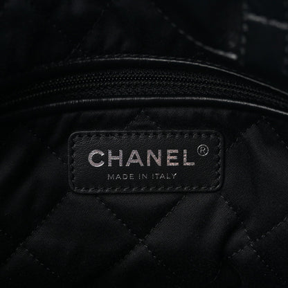 Shiny Calfskin Quilted Chanel 22 Backpack Black