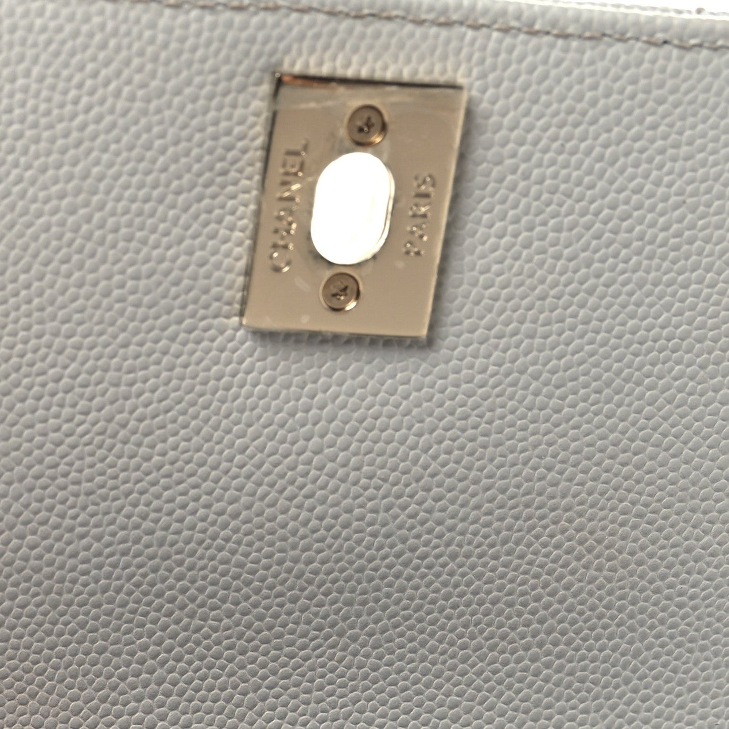 Caviar Quilted Mini Coco Handle Flap Light Grey