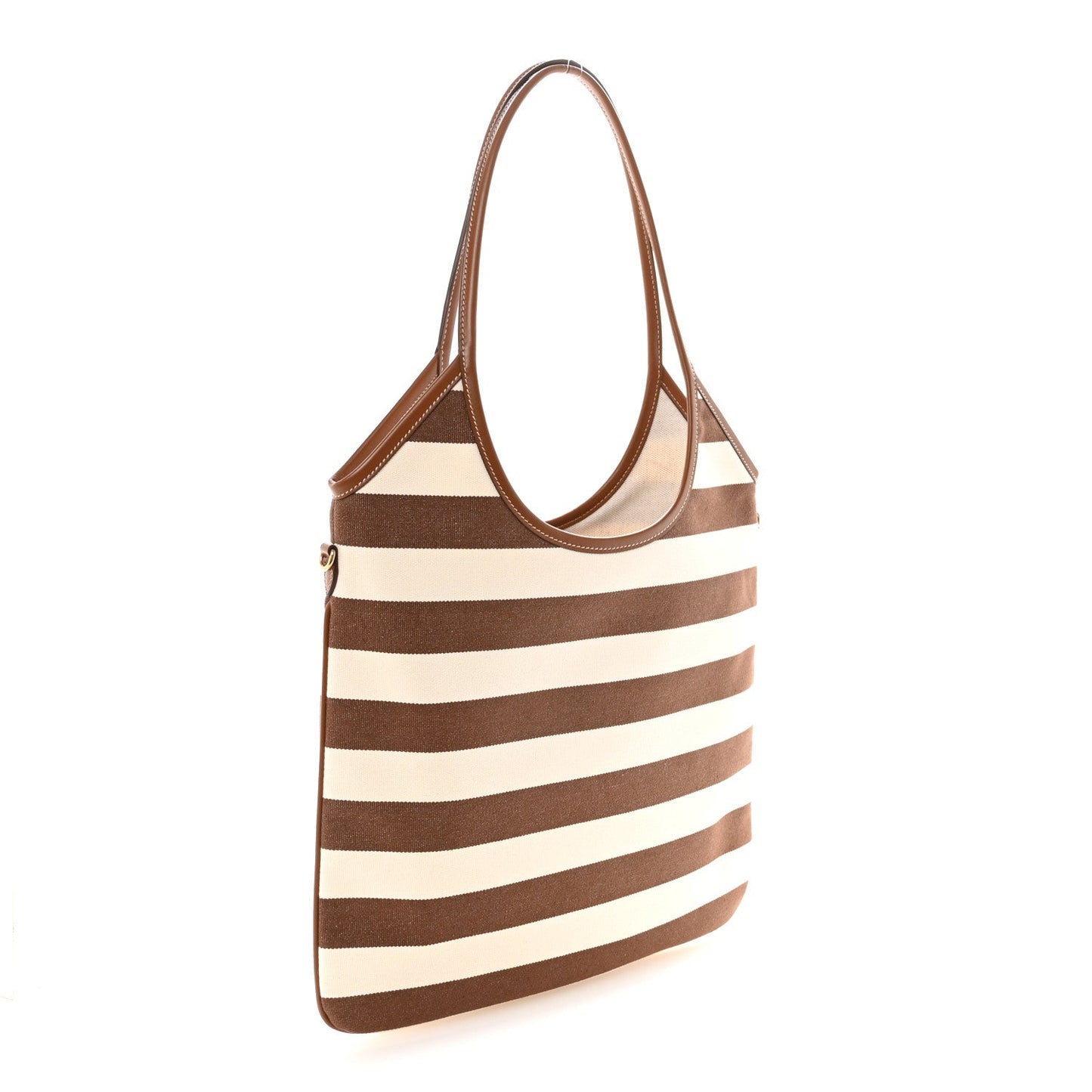 Canvas Calfskin Striped Ivy  Cacao Naturale