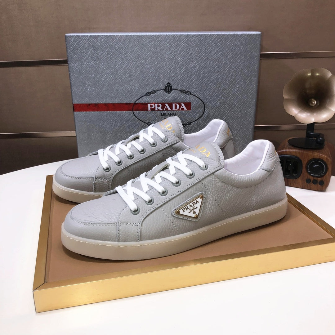 PRA TRAINER SHOES LIGHT GREY CALFSKIN