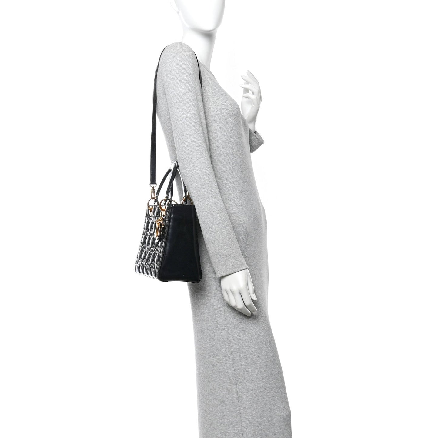 Patent Cannage Medium Lady Dior Black