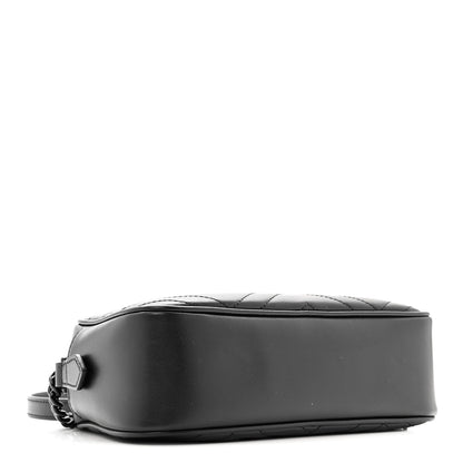 Calfskin Matelasse Monochrome Small GG Marmont Chain Shoulder Bag Black