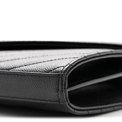 Grain De Poudre Matelasse Chevron Monogram Chain Wallet Black