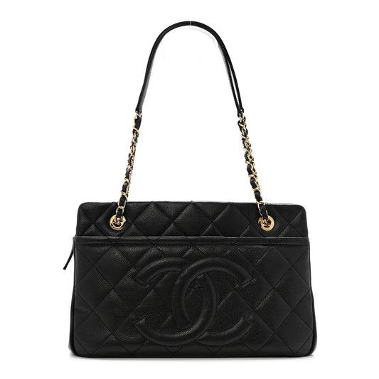 Caviar Quilted Timeless CC Soft Tote Black