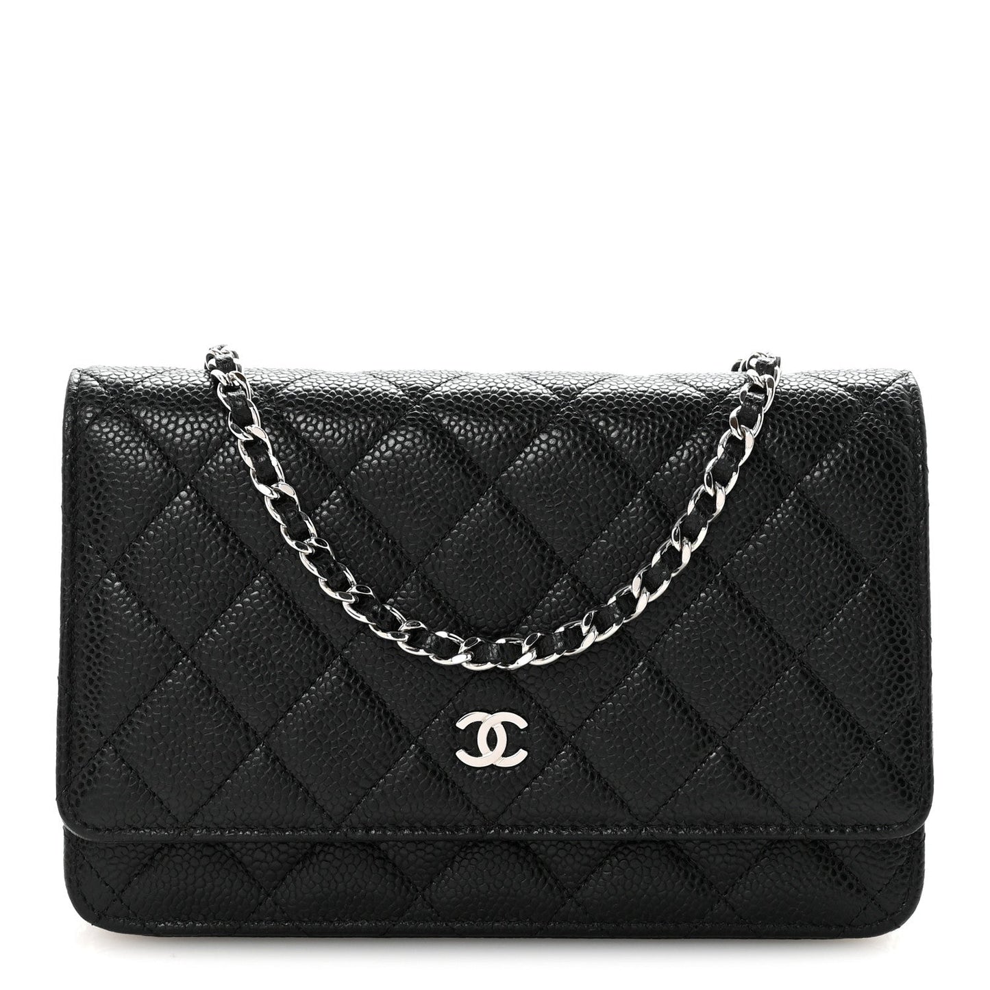 Caviar Quilted Wallet on Chain WOC Black