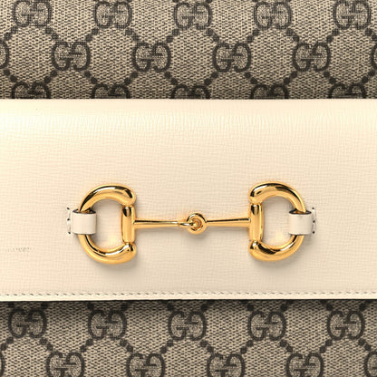 GG Supreme Monogram Small Horsebit 1955 Shoulder Bag Beige Mystic White