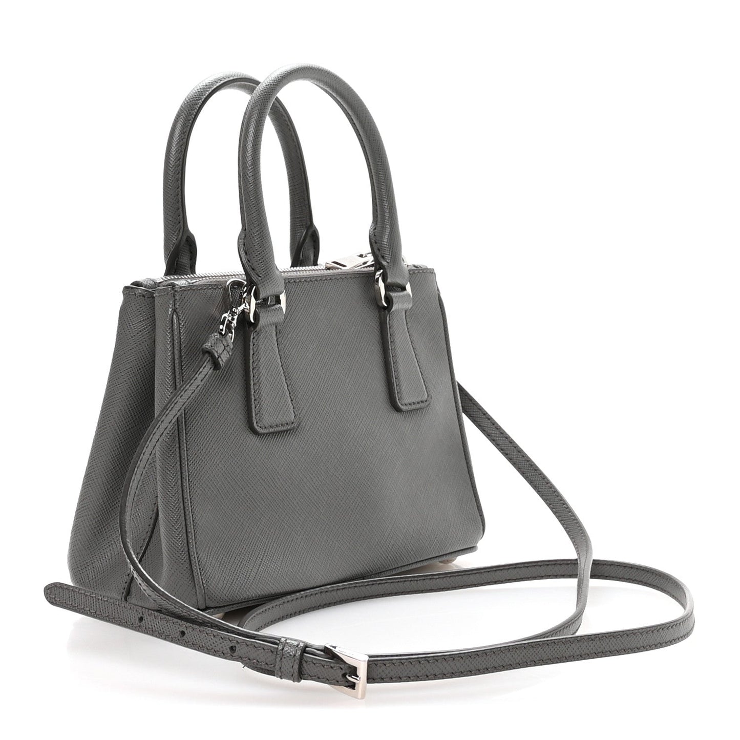 Saffiano Micro Galleria Double Zip Tote Marmo