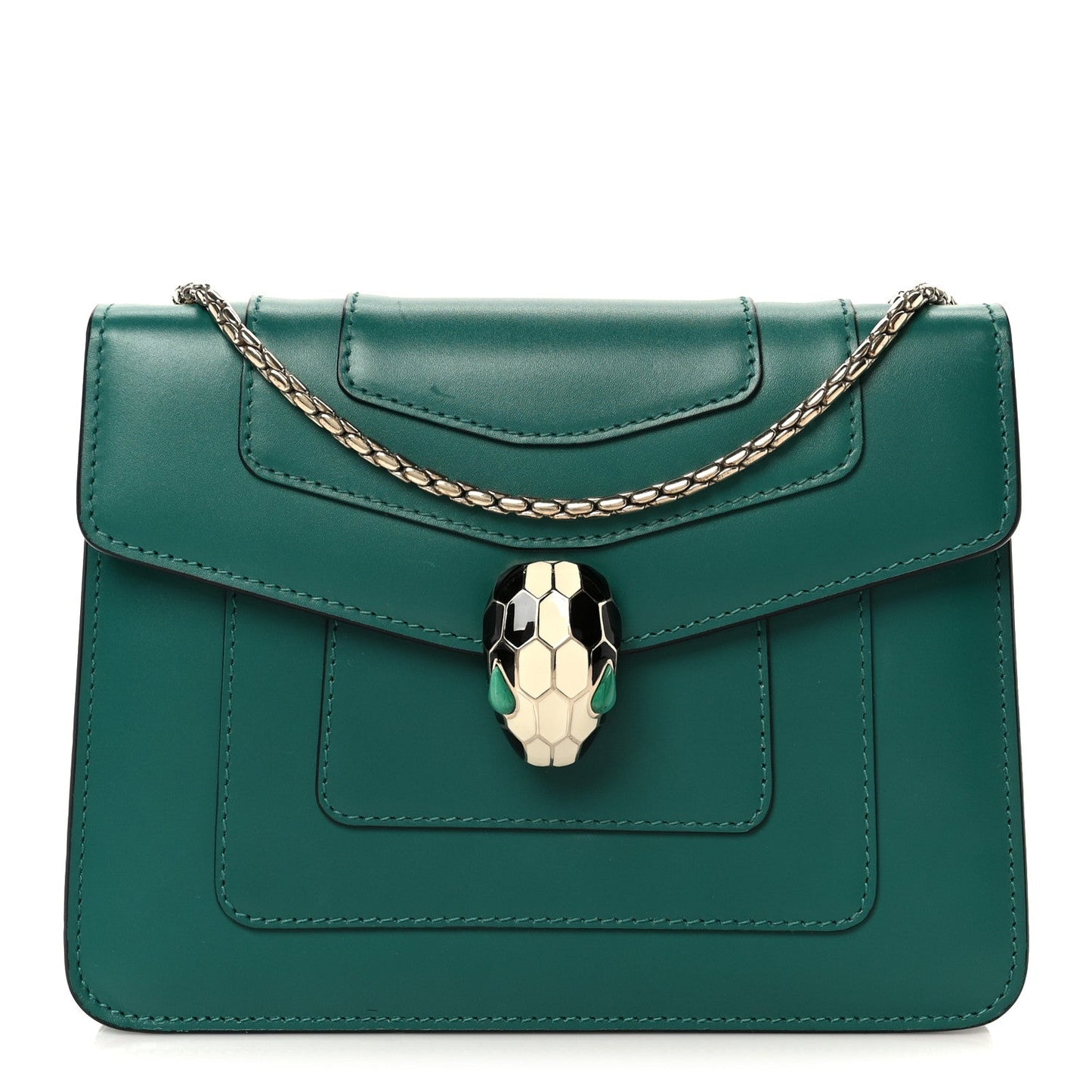 Calfskin Small Serpenti Forever Snake Strap Crossbody Bag Emerald Green