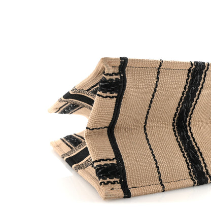 Canvas Embroidered Medium Bayadere Book Tote Black Beige