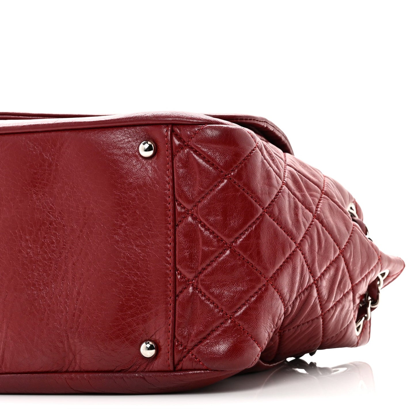 Lambskin Medium Rock and Chain Flap Red
