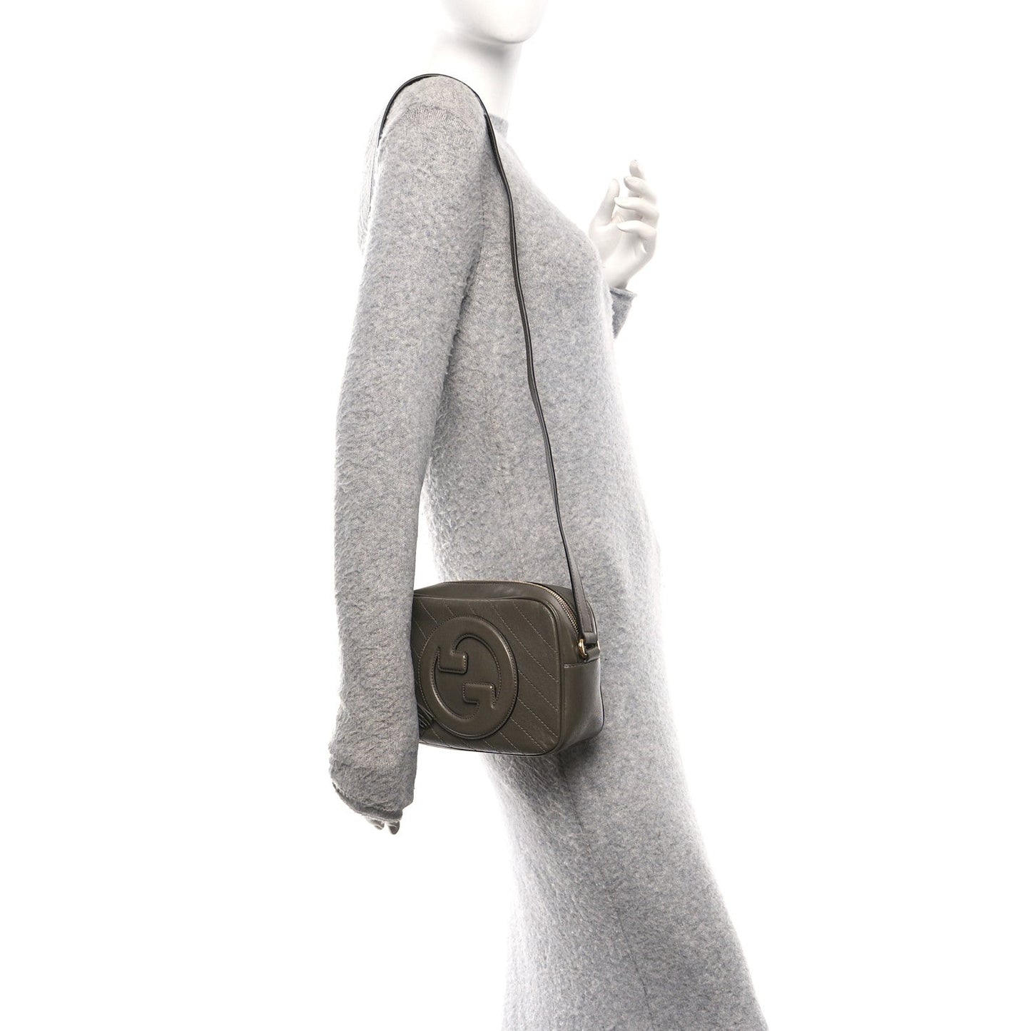 Sakai Be Green Calfskin Diagonal Stitched Small Blondie Shoulder Bag Craclet Brown