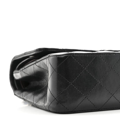 Lambskin Quilted Medium Double Flap Black