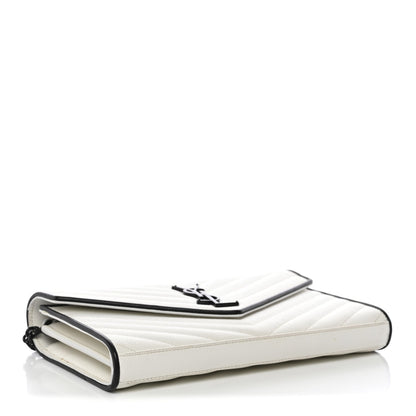 Grain De Poudre Matelasse Monogram Chain Wallet White Black