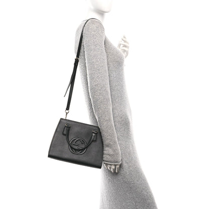 Dollar Calfskin Medium Soho Top Handle Satchel Black