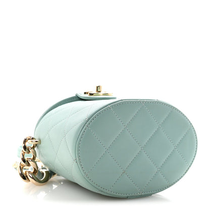 Lambskin Resin Elegant Chain Vanity Case Light Blue
