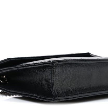 Grain De Poudre Matelasse Chevron Monogram Chain Wallet Black