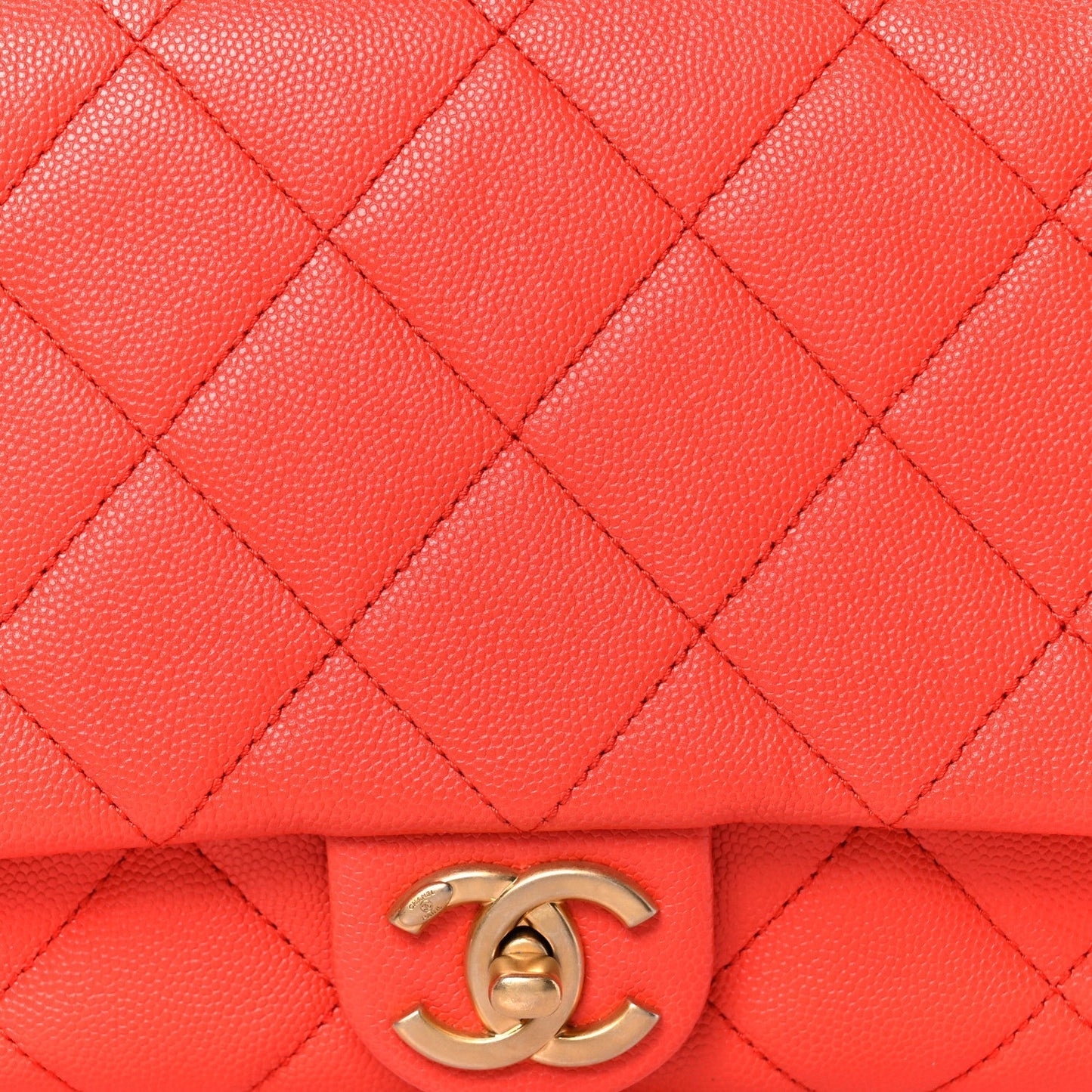 Caviar Quilted CC Melody Single Flap Orange
