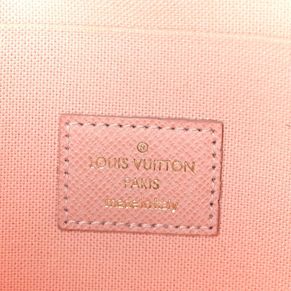 Damier Azur Pochette Felicie Chain Wallet Rose Ballerine