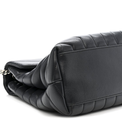 Calfskin Y Quilted Monogram Medium Loulou Chain Satchel Storm